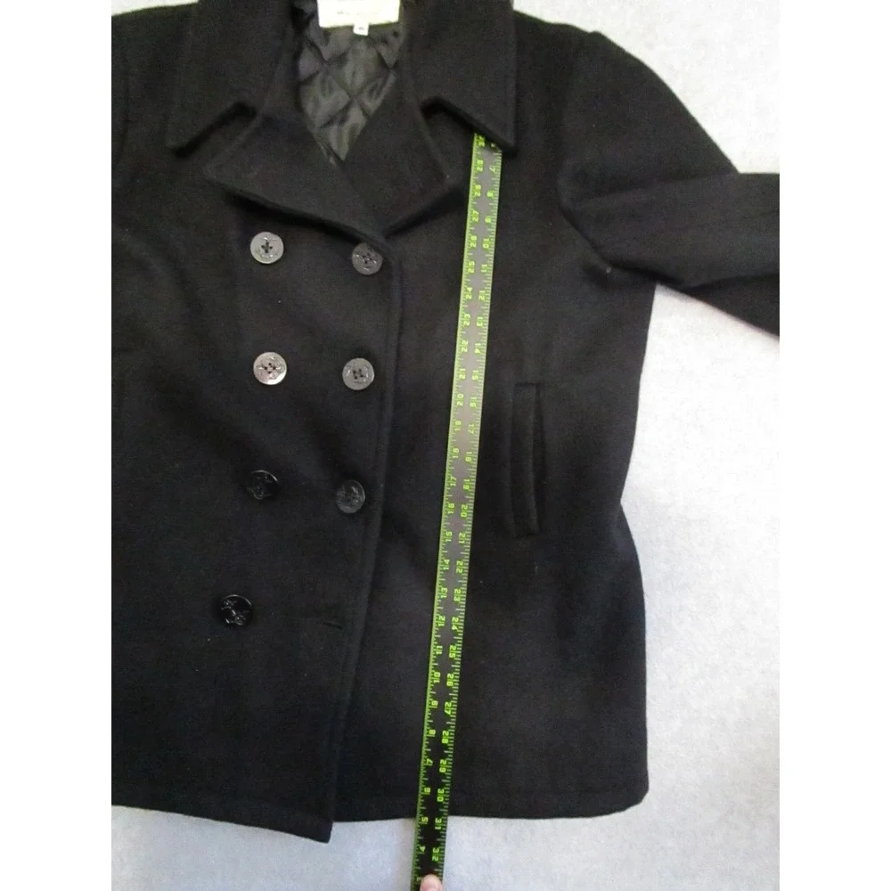 U.S. Navy Pea Coat‎ Wool Man's Size 46 Black Military Anchor Button Quilted 90s